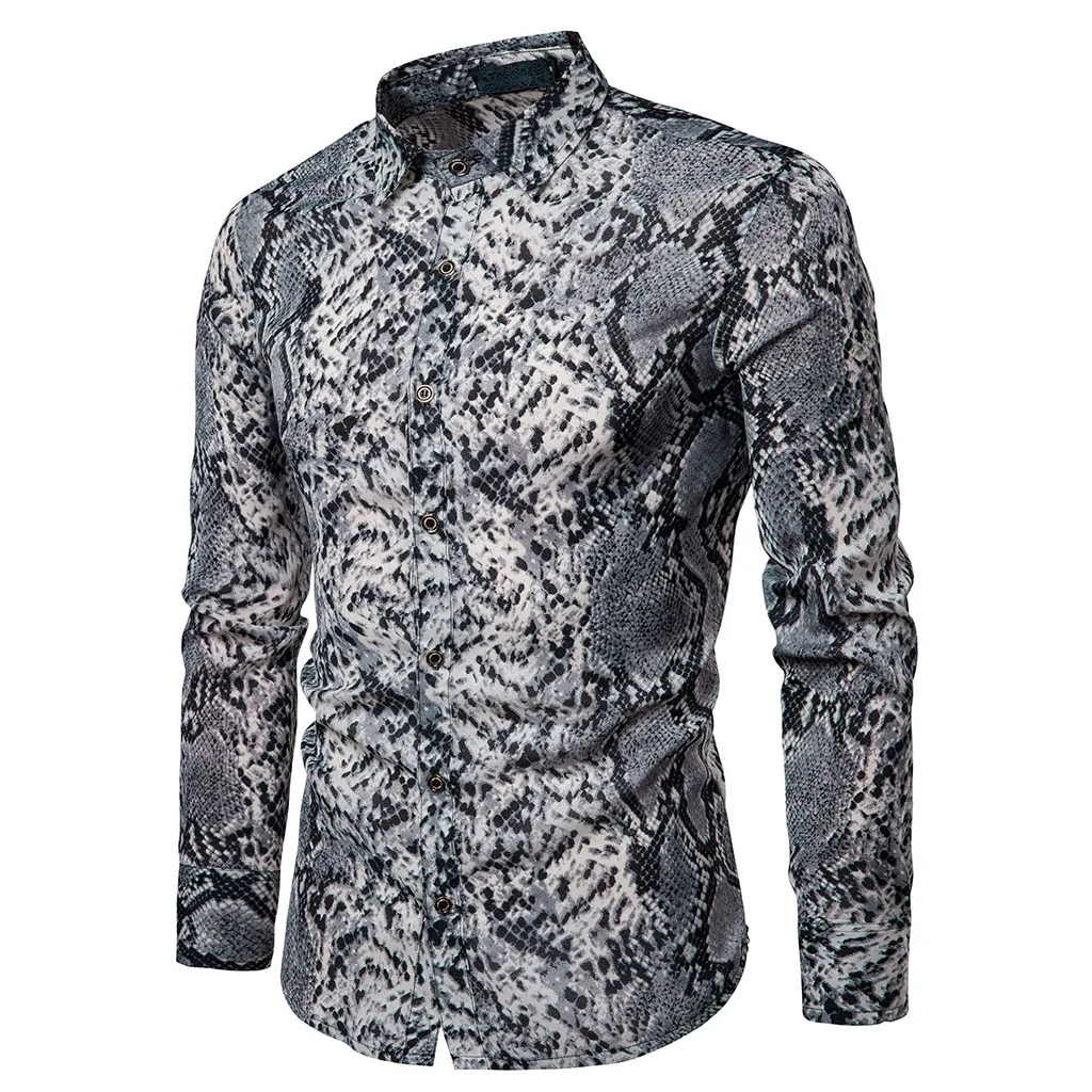 2019 Fashion Snake Skin Print Mens Shirts Long Sleeve Dress Shirt Regular Fit Polyster Vintage Printed Male Shirt
2019 Fashion Snake Skin Print Mens Shirts Long Sleeve Dress Shirt Regular Fit Polyster Vintage Printed Male Shirt