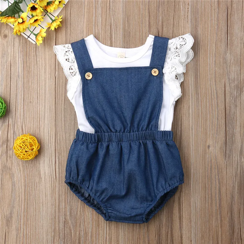 0-24M Newborn Baby Girls Lace Top Shirt Sleeveless Denim Bodysuit Overalls Bibs Shorts Outfits Clothes Cotton Clothing
0-24M Newborn Baby Girls Lace Top Shirt Sleeveless Denim Bodysuit Overalls Bibs Shorts Outfits Clothes Cotton Clothing
