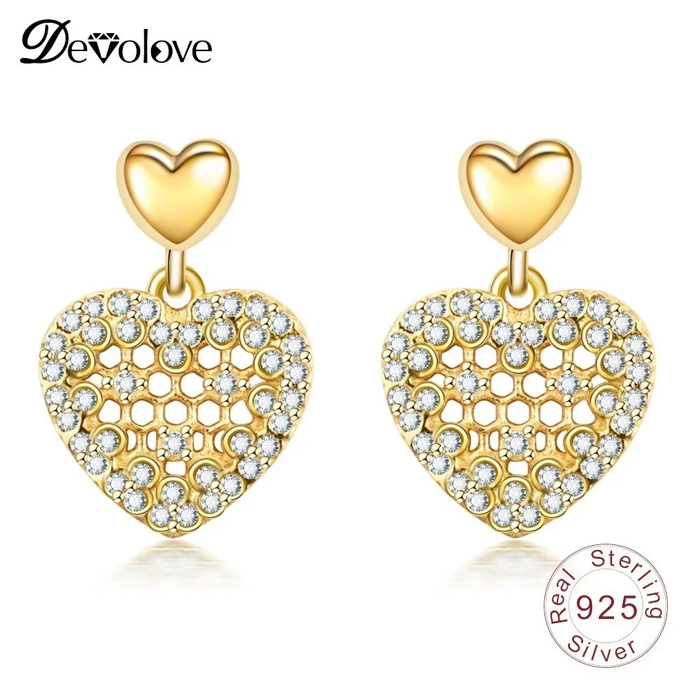 Devolove Sterling Silver S925 Gold Color Heart&Honeycomb Dangle With Sparkling CZ Brand Drop Earrings For Women Dropshipping
Devolove Sterling Silver S925 Gold Color Heart&Honeycomb Dangle With Sparkling CZ Brand Drop Earrings For Women Dropshipping