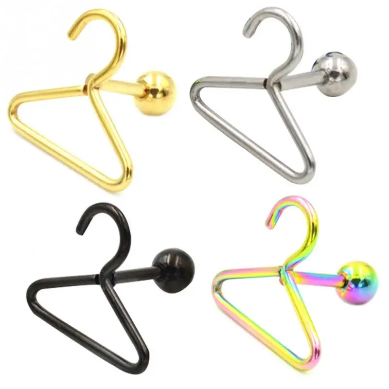 4 Colors 1Pcs Fashion Punk Women Men Earring Stainless Steel Clothes Hanger Ear Stud Durable Earring Accessory Ear Bone for Gift
4 Colors 1Pcs Fashion Punk Women Men Earring Stainless Steel Clothes Hanger Ear Stud Durable Earring Accessory Ear Bone for Gift