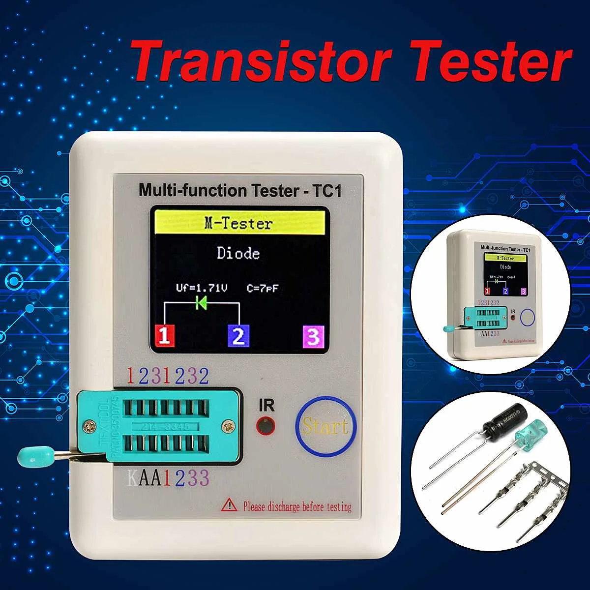 Multi-functional TFT Transistor Tester 3.5 Inch TFT Screen Diode Triode Capacitance Meter Testing Equipment
Multi-functional TFT Transistor Tester 3.5 Inch TFT Screen Diode Triode Capacitance Meter Testing Equipment