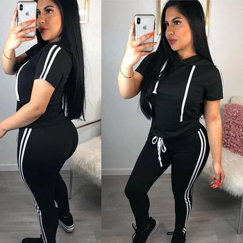 TWO PIECE SET Short Sleeve Women Pullover Tracksuit Hoodie Track Pants Striped 2 PIECE Set Sweat Suit Plus Size Outfits Clothing
TWO PIECE SET Short Sleeve Women Pullover Tracksuit Hoodie Track Pants Striped 2 PIECE Set Sweat Suit Plus Size Outfits Clothing