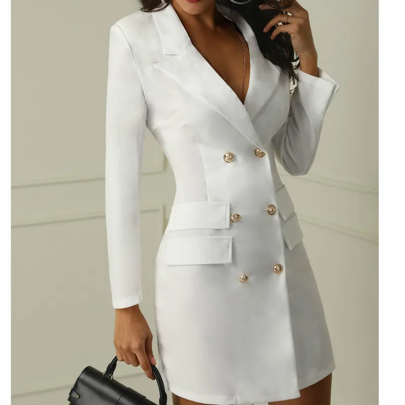 Women arrival OL Jacket Style Dress Double breasted Sexy Casual Parka Lapel Slim Outerwear Sexy V-neck Tops
Women arrival OL Jacket Style Dress Double breasted Sexy Casual Parka Lapel Slim Outerwear Sexy V-neck Tops