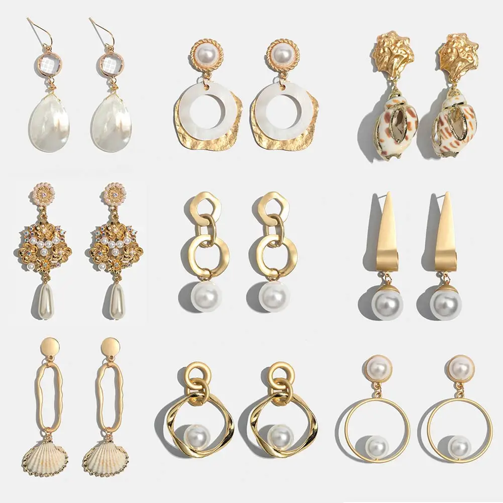 JUST FEEL Fashion Natural Shell Drop Earrings For Women Simulated Pearl Wedding Long Dangle Statement Earring Gold Color Jewelry
JUST FEEL Fashion Natural Shell Drop Earrings For Women Simulated Pearl Wedding Long Dangle Statement Earring Gold Color Jewelry