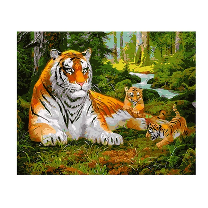 DIY Digital Oil Painting By Number Kit Paint Fashionable Wall Decoration, Three Tigers
DIY Digital Oil Painting By Number Kit Paint Fashionable Wall Decoration, Three Tigers