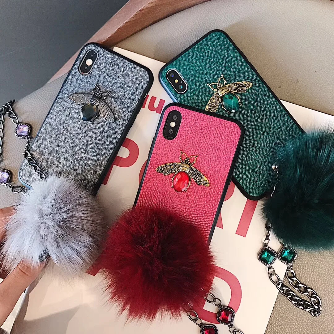 Luxury Metal Bee Phone Cases For iphone XS Max Fashion Hair Fur Ball Case For iPhone X 8 7 6 6S Plus Hand Strap Back Cover Coque
Luxury Metal Bee Phone Cases For iphone XS Max Fashion Hair Fur Ball Case For iPhone X 8 7 6 6S Plus Hand Strap Back Cover Coque