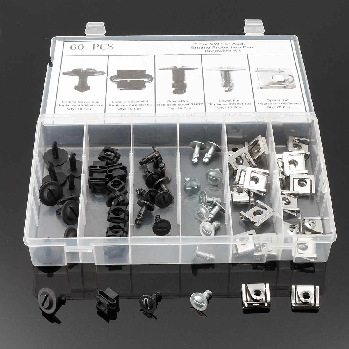 60Pcs Car Engine Protection Pan Hardware Kit Pin Clip Nut for Audi A4 S4 /VW Passat Pin Clip Nut4A0805121A 8D0805121 8D0805960 A
60Pcs Car Engine Protection Pan Hardware Kit Pin Clip Nut for Audi A4 S4 /VW Passat Pin Clip Nut4A0805121A 8D0805121 8D0805960 A