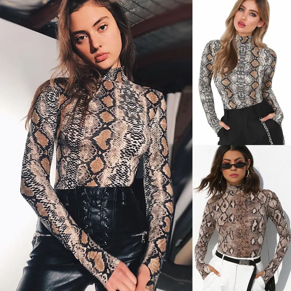 Hirigin snake skin Turtleneck Long Sleeve Bodysuit Sexy Bodycon Fashion Romper Womens Jumpsuit Overall Knitted Combinaison
Hirigin snake skin Turtleneck Long Sleeve Bodysuit Sexy Bodycon Fashion Romper Womens Jumpsuit Overall Knitted Combinaison