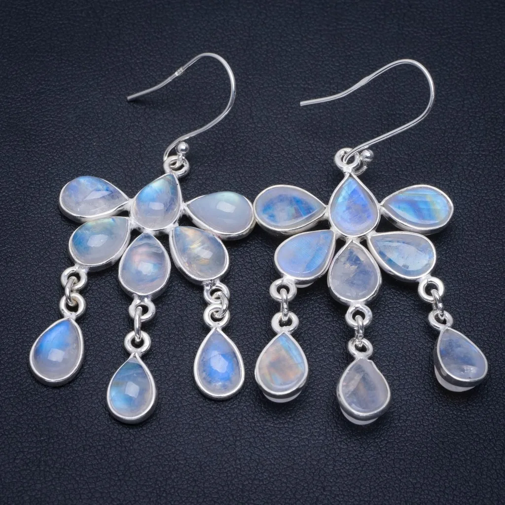 Natural Rainbow Moonstone Handmade Unique 925 Sterling Silver Earrings 2.25" A2670
Natural Rainbow Moonstone Handmade Unique 925 Sterling Silver Earrings 2.25" A2670