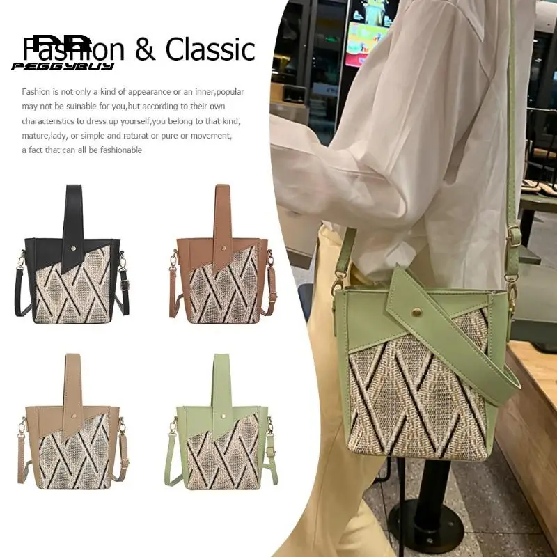 Vintage Women's Straw Bucket Bag Summer Woven Shoulder Bags Shopping Purse Beach Handbag Straw Handbags Travel Bag Bucket clutch
Vintage Women's Straw Bucket Bag Summer Woven Shoulder Bags Shopping Purse Beach Handbag Straw Handbags Travel Bag Bucket clutch