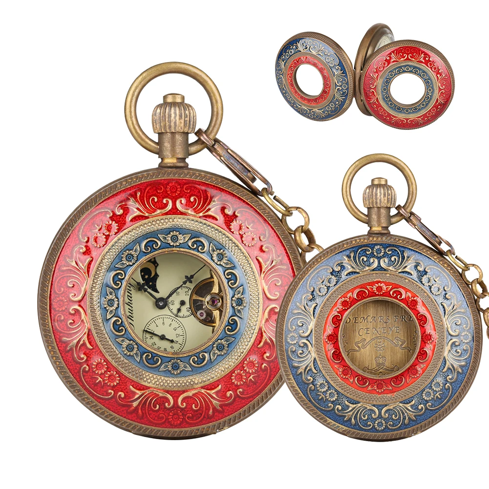 Vintage Pure Copper Mechanical Pocket Watch for Men Horizontal Phases Moon Sun 24-Hour Skeleton Necklace Gift Watches for Women
Vintage Pure Copper Mechanical Pocket Watch for Men Horizontal Phases Moon Sun 24-Hour Skeleton Necklace Gift Watches for Women