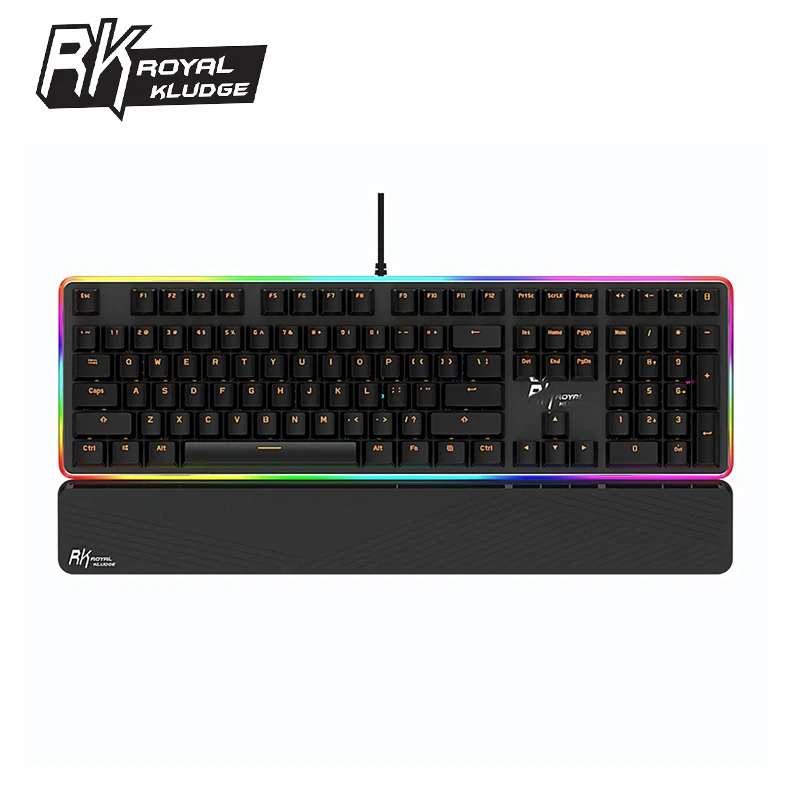 

Royal Kludge RK919 108 Key NKRO RGB Side Backlit Mechanical Gaming Keyboard with Wrist Pad Brown/Red Switch Wired Game Keyboard