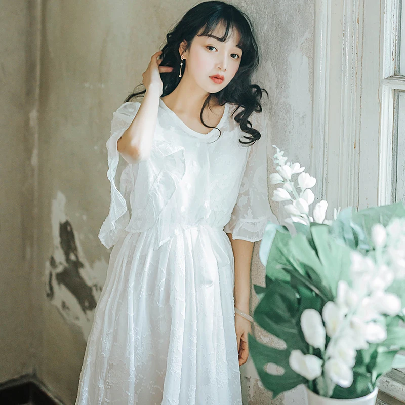 New Spring Vintage Women Long dress Chiffon Plant Velvet Flower Fairy Dresses White 1209
New Spring Vintage Women Long dress Chiffon Plant Velvet Flower Fairy Dresses White 1209