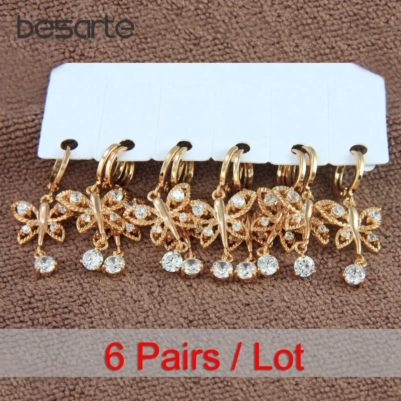 6 Pairs Butterfly Gold Earrings Women Bijoux Femme Pendientes Largos Oorbellen Bong Tai Orecchini Donna Kolczyki Damskie E2342
6 Pairs Butterfly Gold Earrings Women Bijoux Femme Pendientes Largos Oorbellen Bong Tai Orecchini Donna Kolczyki Damskie E2342