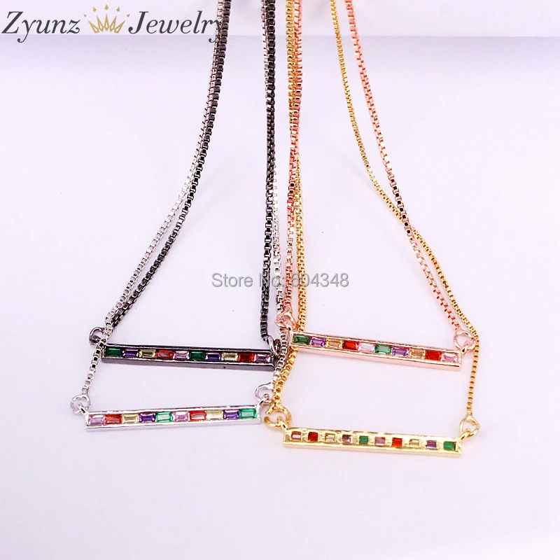 10PCS ZYZ338-0367 New Jewelry Rainbow Bar Pendant with Chain Necklace Micro Paved Tiny CZ Crystal
10PCS ZYZ338-0367 New Jewelry Rainbow Bar Pendant with Chain Necklace Micro Paved Tiny CZ Crystal