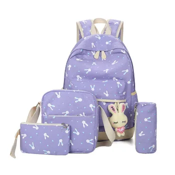 4 Pcs/Set Women Canvas Backpack Korean Cute Cartoon Rabbit Printing Backpack Female College High School Students Backpacks
4 Pcs/Set Women Canvas Backpack Korean Cute Cartoon Rabbit Printing Backpack Female College High School Students Backpacks