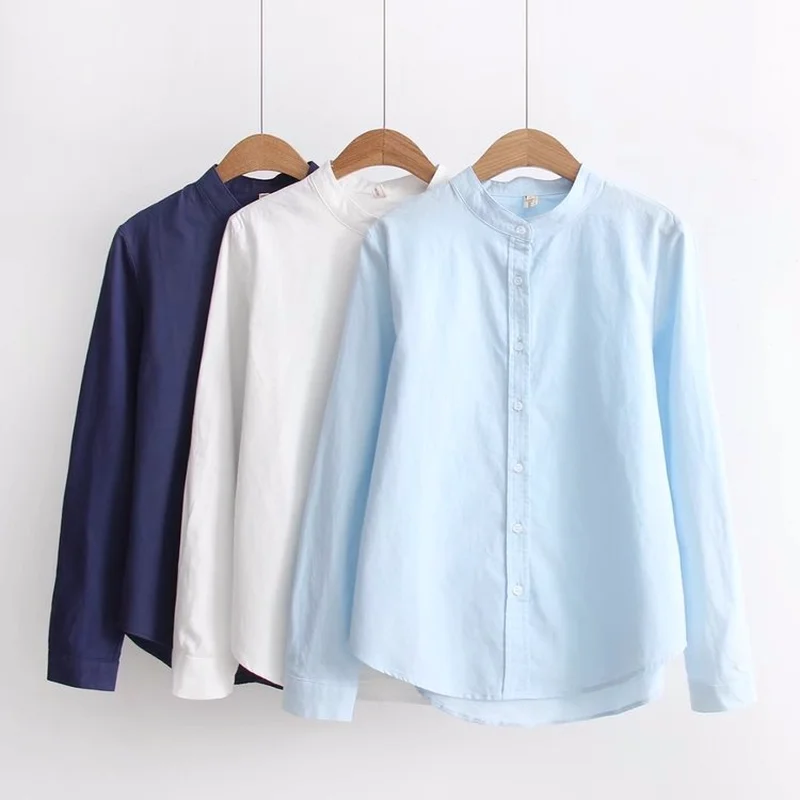 Autumn New Fresh Blouse Shirts Women Preppy Style Stand Collar Long Sleeve Solid Color Cotton Shirts Female Students Basic Blusa
Autumn New Fresh Blouse Shirts Women Preppy Style Stand Collar Long Sleeve Solid Color Cotton Shirts Female Students Basic Blusa
