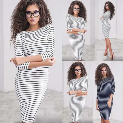 Hirigin Womens Casual O Neck Bodycon Three Quarter Sleeve Striped Bag Hip Slim Short Dress
Hirigin Womens Casual O Neck Bodycon Three Quarter Sleeve Striped Bag Hip Slim Short Dress
