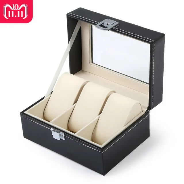 High Quality Luxury Watch Box 3 Grids PVC Leather Watches Case Jewelry Storage Organizer Elegant Collection gifts caja reloj
High Quality Luxury Watch Box 3 Grids PVC Leather Watches Case Jewelry Storage Organizer Elegant Collection gifts caja reloj