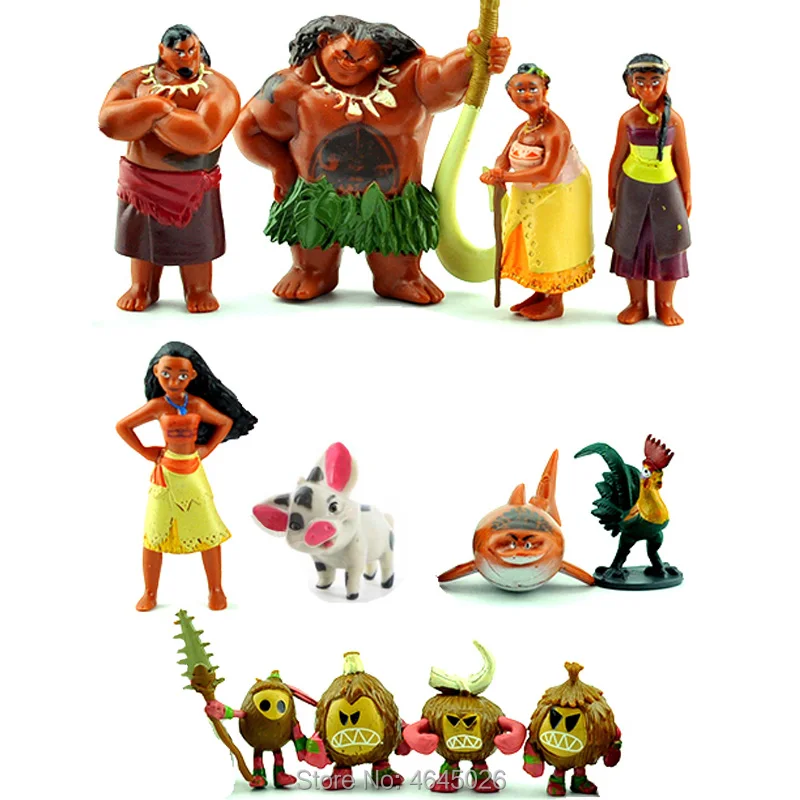 Moana Maui Chief Tui Sina ПВХ фигурки Gramma Tala Heihei Мини Аниме куклы детские игрушки для детей 12