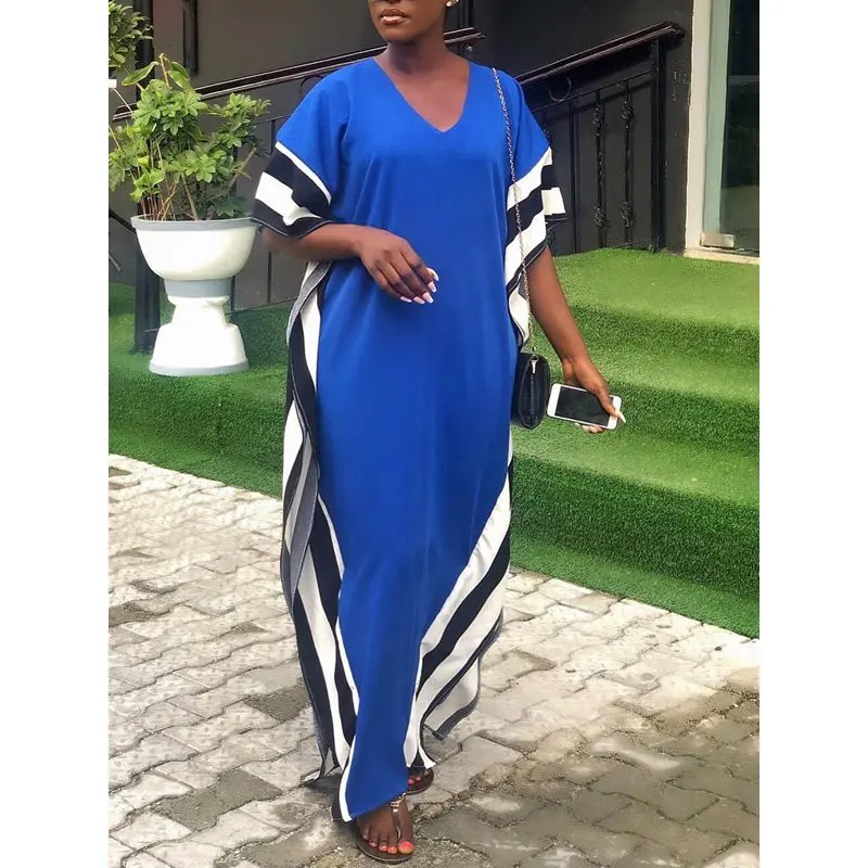 2019 Casual Chiffon Maxi Dresses Women Loose African Fashion Robe Ruffle Stripe Print Blue Elegant Ladies Plus Size Summer Dress
2019 Casual Chiffon Maxi Dresses Women Loose African Fashion Robe Ruffle Stripe Print Blue Elegant Ladies Plus Size Summer Dress