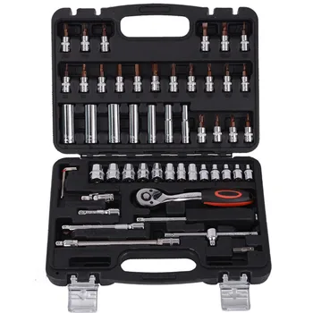 Multifunction 53pcs 1/4-Inch Socket Set Car Repair Tool Ratchet Set Torque Wrench Combination Bit a set of keys Chrome Vanadium
Multifunction 53pcs 1/4-Inch Socket Set Car Repair Tool Ratchet Set Torque Wrench Combination Bit a set of keys Chrome Vanadium