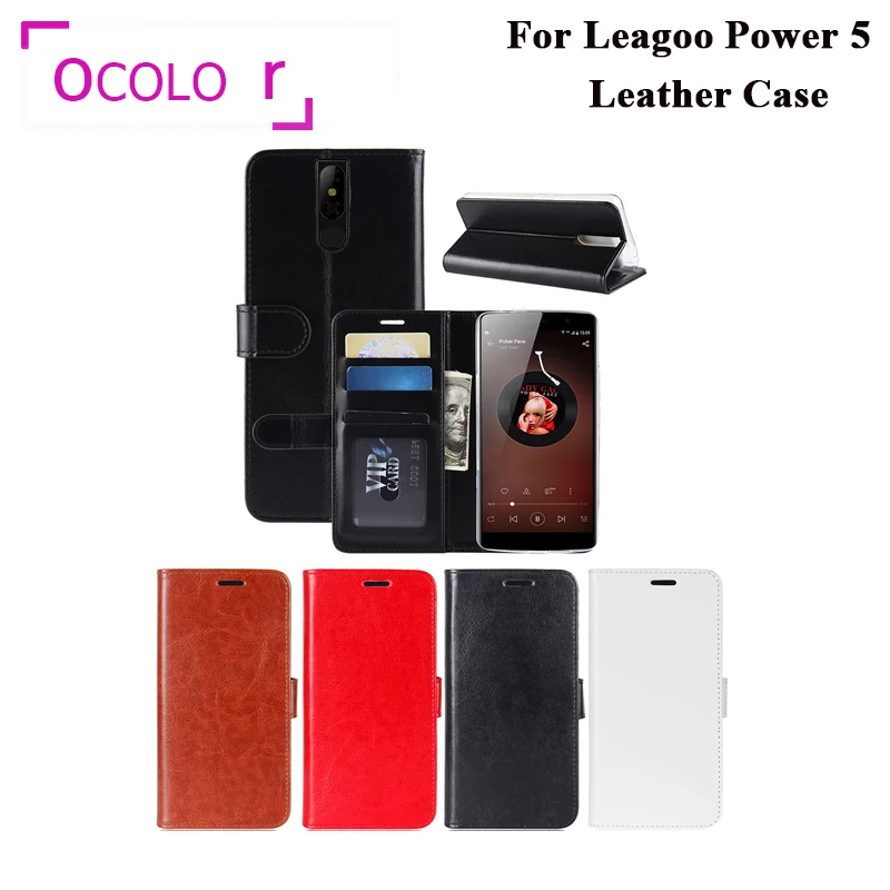 Ocolor для Leagoo power 5 кожаный чехол откидная крышка с наклейкой карманом карт защитный
