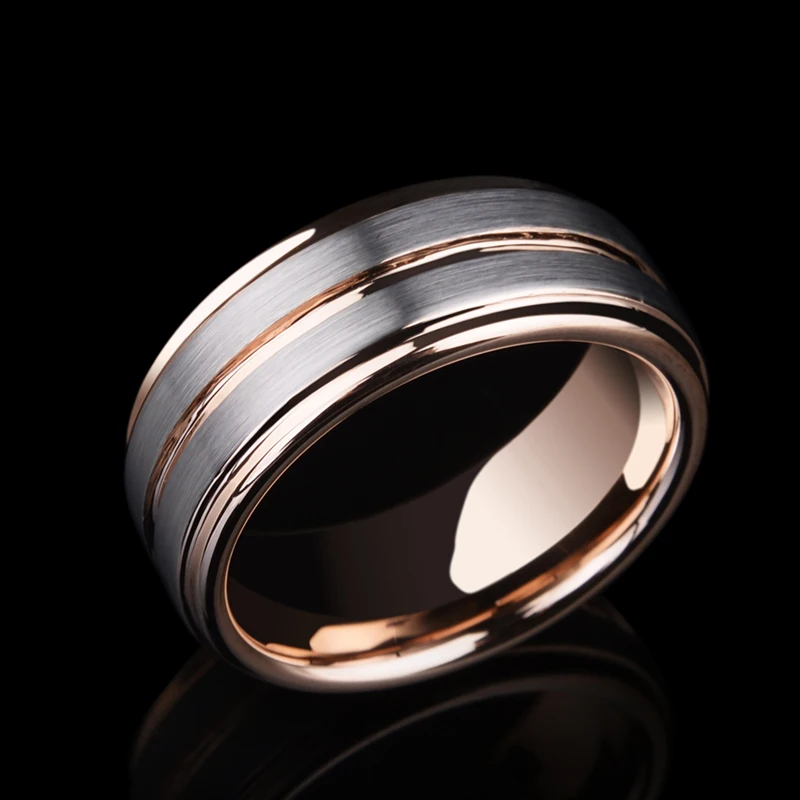 

2019 New Arrival Casual 8mm Width Tungsten Engagement Rings for Woman Man Rose Gold Plating Inside Brushed Finished Outside 7-11