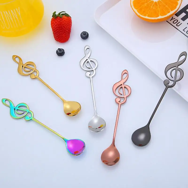 304 Stainless Steel Spoon Innovative Cartoon Musical Note Gold-Plated Coffee Spoon Stirring Spoon Mug Dessert Spoon 1pc
304 Stainless Steel Spoon Innovative Cartoon Musical Note Gold-Plated Coffee Spoon Stirring Spoon Mug Dessert Spoon 1pc