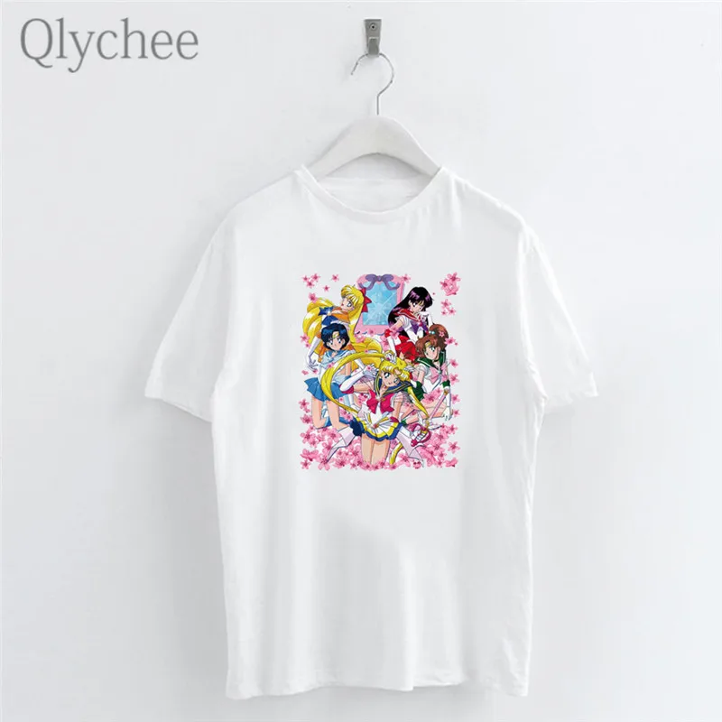 Qlychee Japanese Anime Sailor Moon Cartoon Women T-Shirt Short Sleeve Casual O-Neck White T Shirt Tee Top Female
Qlychee Japanese Anime Sailor Moon Cartoon Women T-Shirt Short Sleeve Casual O-Neck White T Shirt Tee Top Female