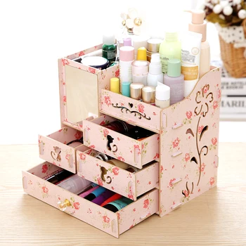 Pink Desktop Makeup Cosmetic Storage Box Assembly Wooden Large Capacity DIY Jewelry Earring Ring Organizer with Mirror Multi
Pink Desktop Makeup Cosmetic Storage Box Assembly Wooden Large Capacity DIY Jewelry Earring Ring Organizer with Mirror Multi