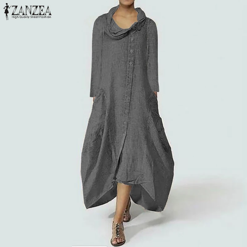 2019 Spring ZANZEA Women Vintage Turtleneck Maxi Long Dress Femme Long Sleeve Baggy Dresses Asymmetrical Hem Loose Vestido Robe
2019 Spring ZANZEA Women Vintage Turtleneck Maxi Long Dress Femme Long Sleeve Baggy Dresses Asymmetrical Hem Loose Vestido Robe
