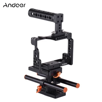 Andoer Camera Cage w/ Top Handle Rod Baseplate Kit Video Film Stabilizer Aluminum Alloy with Cold Shoe Mount for Sony A7 Camera
Andoer Camera Cage w/ Top Handle Rod Baseplate Kit Video Film Stabilizer Aluminum Alloy with Cold Shoe Mount for Sony A7 Camera