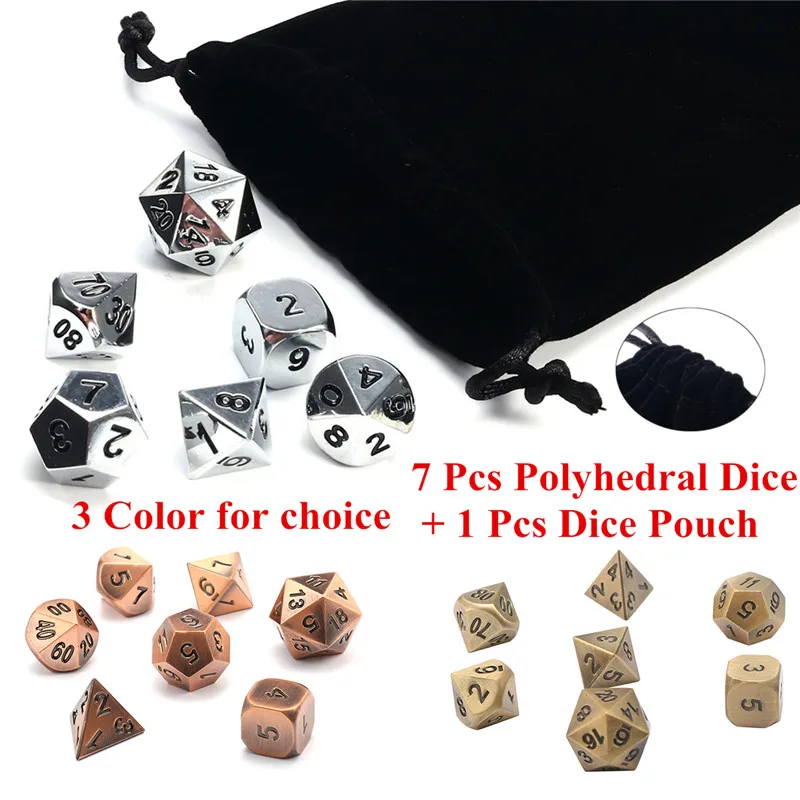 New Arrival 7Pcs/set Metal Polyhedral Role Playing Game Board Games with Dice Bag Parties Entertainment For Dungeons & Dragons
New Arrival 7Pcs/set Metal Polyhedral Role Playing Game Board Games with Dice Bag Parties Entertainment For Dungeons & Dragons