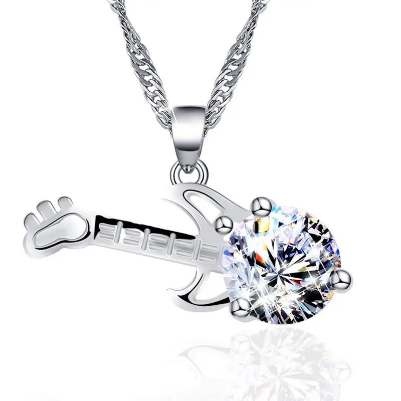 Модные Простые ожерелья подвески для женщин кубический цирконий цепь серебряный