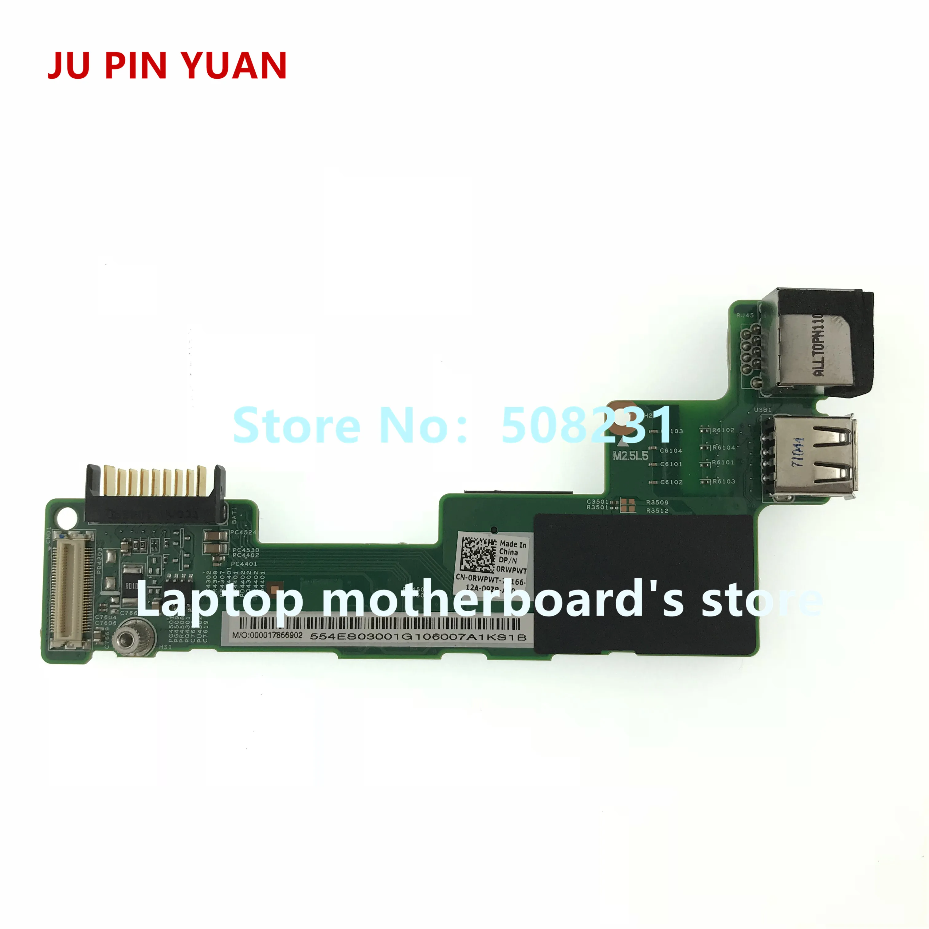 

JU PIN YUAN CN-0RWPWT 0RWPWT RWPWT For Dell Vostro 3400 V3400 USB Ethernet Charger LAN Board 48.4ES03.011