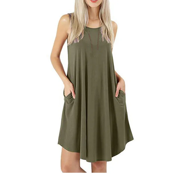 Summer Women Tank Dress Sleeveless Pockets Short Dress Casual Swing T-Shirt Dress
Summer Women Tank Dress Sleeveless Pockets Short Dress Casual Swing T-Shirt Dress