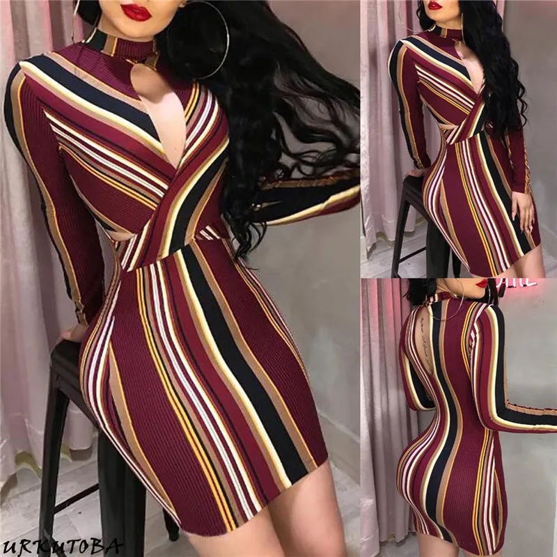 Women Sexy Striped Bodycon Long Sleeve Holiday Ladies Short Mini Dress O-Neck Evening Party Size 6-14
Women Sexy Striped Bodycon Long Sleeve Holiday Ladies Short Mini Dress O-Neck Evening Party Size 6-14