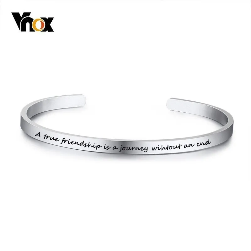 Vnox A True Friendship is a Journey Without an end. Premium Stainless Steel Women Men Cuff Bangle Bracelet Elegant Female Gift
Vnox A True Friendship is a Journey Without an end. Premium Stainless Steel Women Men Cuff Bangle Bracelet Elegant Female Gift
