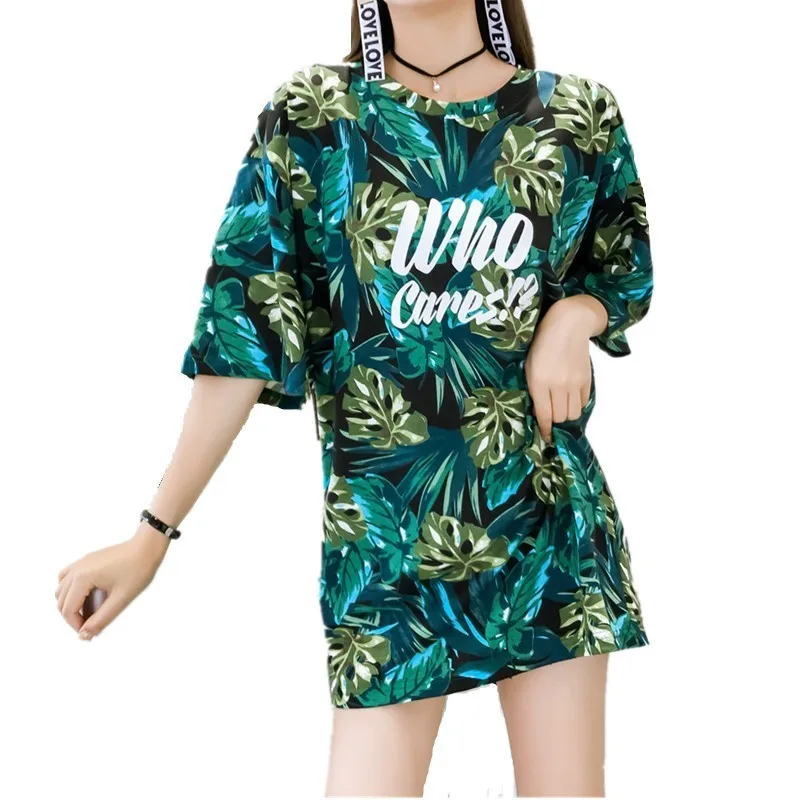 Korean Summer Casual Style Hawaii Cotton T-Shirts Letter Printed Half Sleeves Loose Long Tee Shirts Coco Tree Leaf Print Tops
Korean Summer Casual Style Hawaii Cotton T-Shirts Letter Printed Half Sleeves Loose Long Tee Shirts Coco Tree Leaf Print Tops