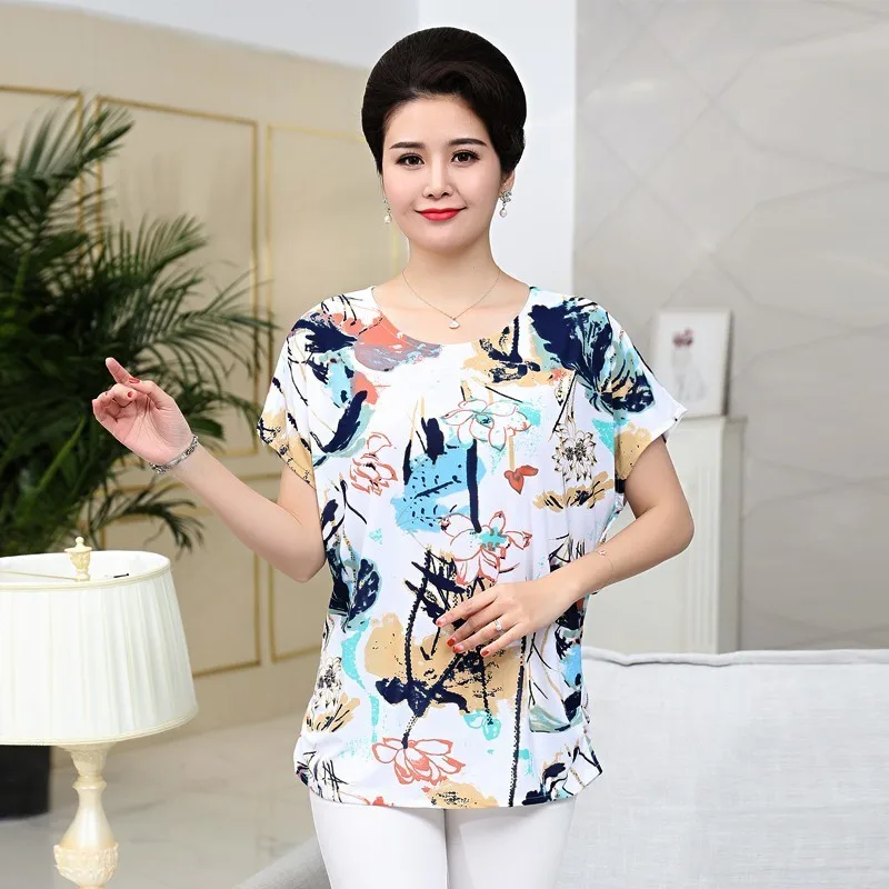 2019 Middle Age Women Loose Tee Shirts Summer Plus Size Bat Short Sleeve T-Shirt Quinquagenarian Mother Clothing Top Blusas
2019 Middle Age Women Loose Tee Shirts Summer Plus Size Bat Short Sleeve T-Shirt Quinquagenarian Mother Clothing Top Blusas
