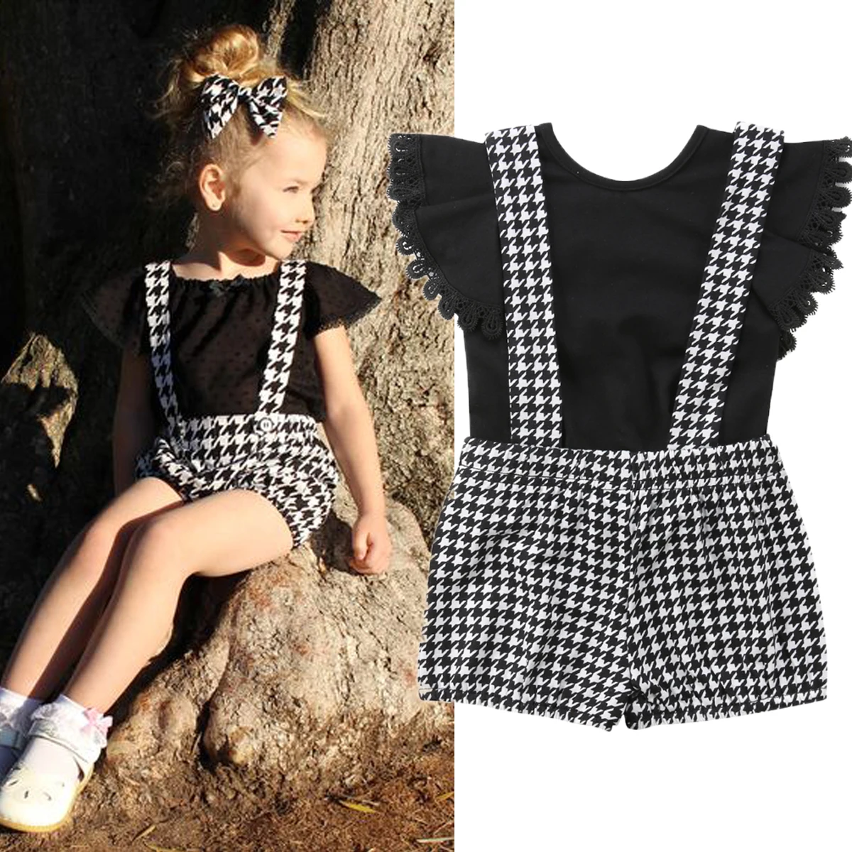 2019 Fashion Toddler Kid Baby Clothes Summer Lace Short Sleeve T Shirt Plaid Bib Pants 2Pcs Casual Baby Girls Clothes Sets
2019 Fashion Toddler Kid Baby Clothes Summer Lace Short Sleeve T Shirt Plaid Bib Pants 2Pcs Casual Baby Girls Clothes Sets