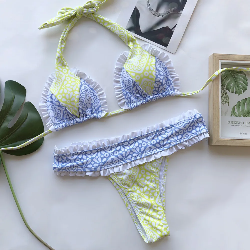 Belleziva Floral Ruffle Bikini Set Swimsuit Lace Up Bandage Swimwear Women String Bathing Suit Biquinis Vintage Beachwear Femme
Belleziva Floral Ruffle Bikini Set Swimsuit Lace Up Bandage Swimwear Women String Bathing Suit Biquinis Vintage Beachwear Femme