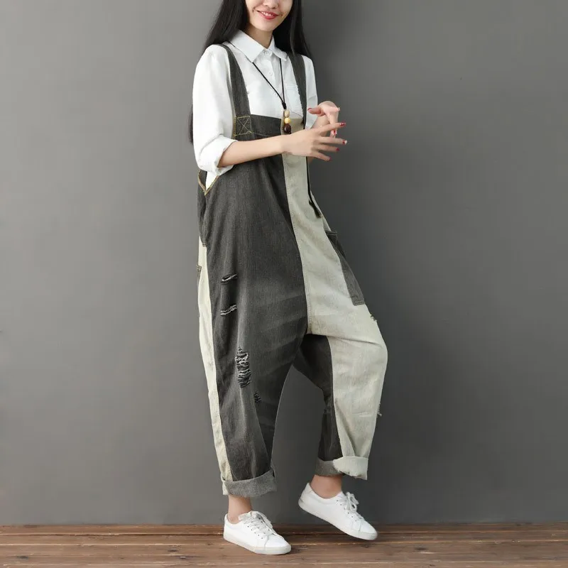 Women Large size Denim Rompers Spring Patchwork jean Jumpsuits New Casual hole Wide Leg Bib Loose Cowboy Cargo torn Overalls
Women Large size Denim Rompers Spring Patchwork jean Jumpsuits New Casual hole Wide Leg Bib Loose Cowboy Cargo torn Overalls