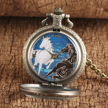 Transparent Full Hunter Black & White Horse Design Quartz Pocket Watch Vintage Clock Bronze Pendant Pocket Watches for Men Gift
Transparent Full Hunter Black & White Horse Design Quartz Pocket Watch Vintage Clock Bronze Pendant Pocket Watches for Men Gift