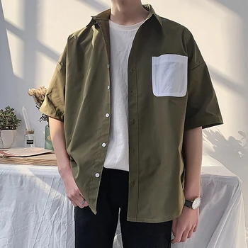 Summer New Shirt Men Fashion Solid Color Casual Shirt Man Streetwear Trend Wild Hip Hop Loose Short-sleeved Shirt Male Clothes
Summer New Shirt Men Fashion Solid Color Casual Shirt Man Streetwear Trend Wild Hip Hop Loose Short-sleeved Shirt Male Clothes