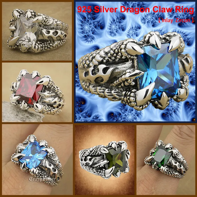 Solid 925 Sterling Silver Cool Men's Knight Personality Dragon Claw Ring Punk Rocker Retro Fashion Cubic Zirconia Ring 8T123402
Solid 925 Sterling Silver Cool Men's Knight Personality Dragon Claw Ring Punk Rocker Retro Fashion Cubic Zirconia Ring 8T123402