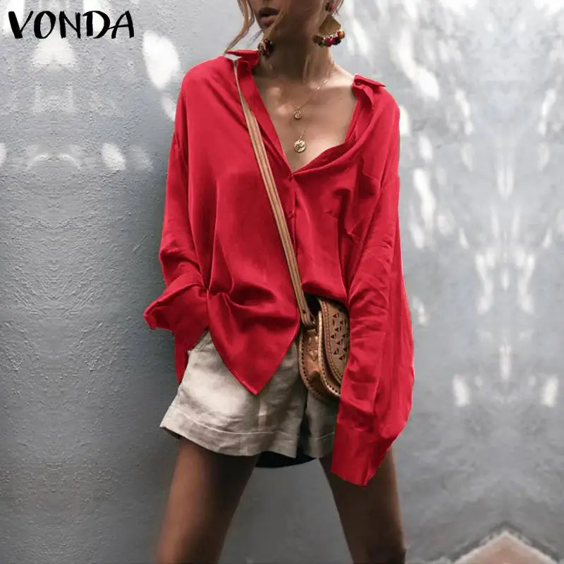 VONDA Female Shirt Sexy Shirt Vintage Lapel Neck Long Sleeve Buttons Solid Top 2019 Spring Blouse Women Casual Blusas
VONDA Female Shirt Sexy Shirt Vintage Lapel Neck Long Sleeve Buttons Solid Top 2019 Spring Blouse Women Casual Blusas