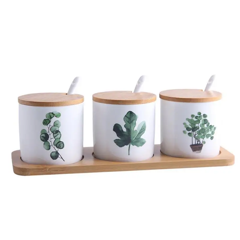 3pcs Nordic Ceramic Seasoning Jar Set Creative Home Green Planting Spice Box Kitchen Supplies Natural Bamboo Cover And Tray
3pcs Nordic Ceramic Seasoning Jar Set Creative Home Green Planting Spice Box Kitchen Supplies Natural Bamboo Cover And Tray