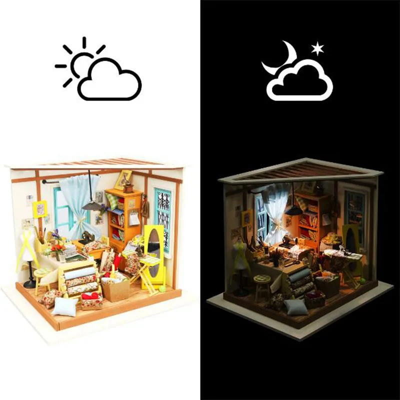 Robotime DIY LED 3D Wood House Puzzle Toy Miniatures Decorations Lisa's Tailor Building Kits Birthday Gifts Toys For Children
Robotime DIY LED 3D Wood House Puzzle Toy Miniatures Decorations Lisa's Tailor Building Kits Birthday Gifts Toys For Children
